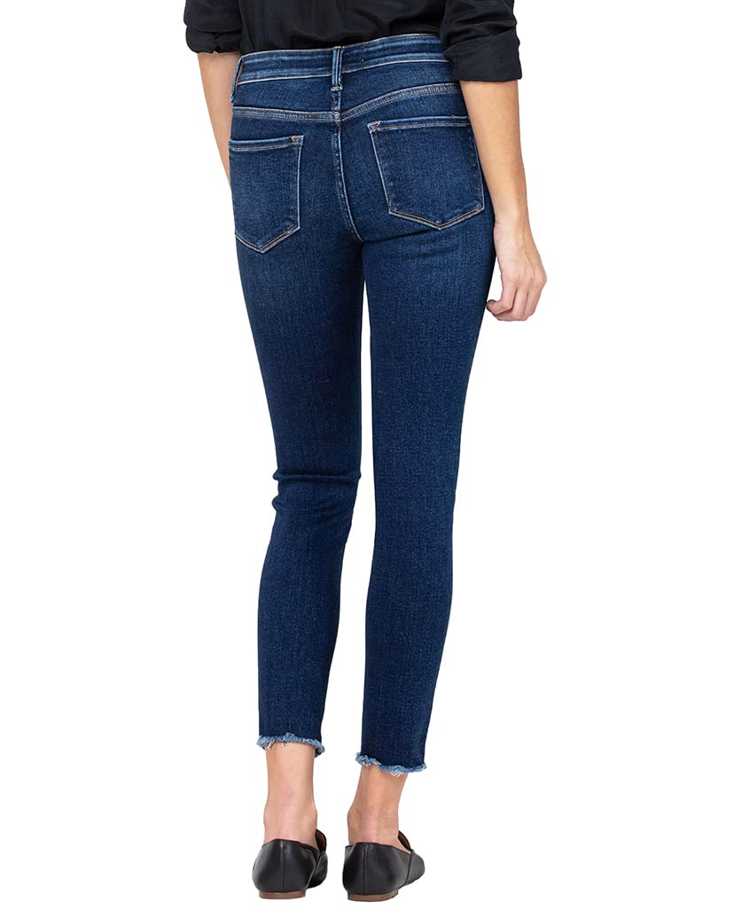 VERVET by Flying Monkey Women's Dark Blue Stretch Skinny Jeans with Whisker Fading Wash - Comfortable High Waist Denim Pants for Casual Wear & Night Out