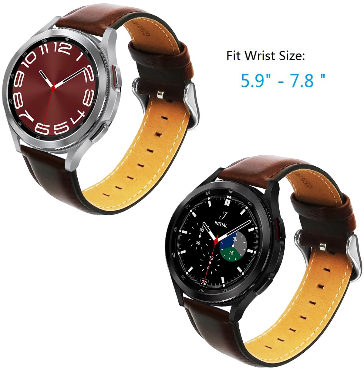 OTOPO Leather Strap for Galaxy Watch 6/5/4 - 20mm Quick Release Band for Work & Travel