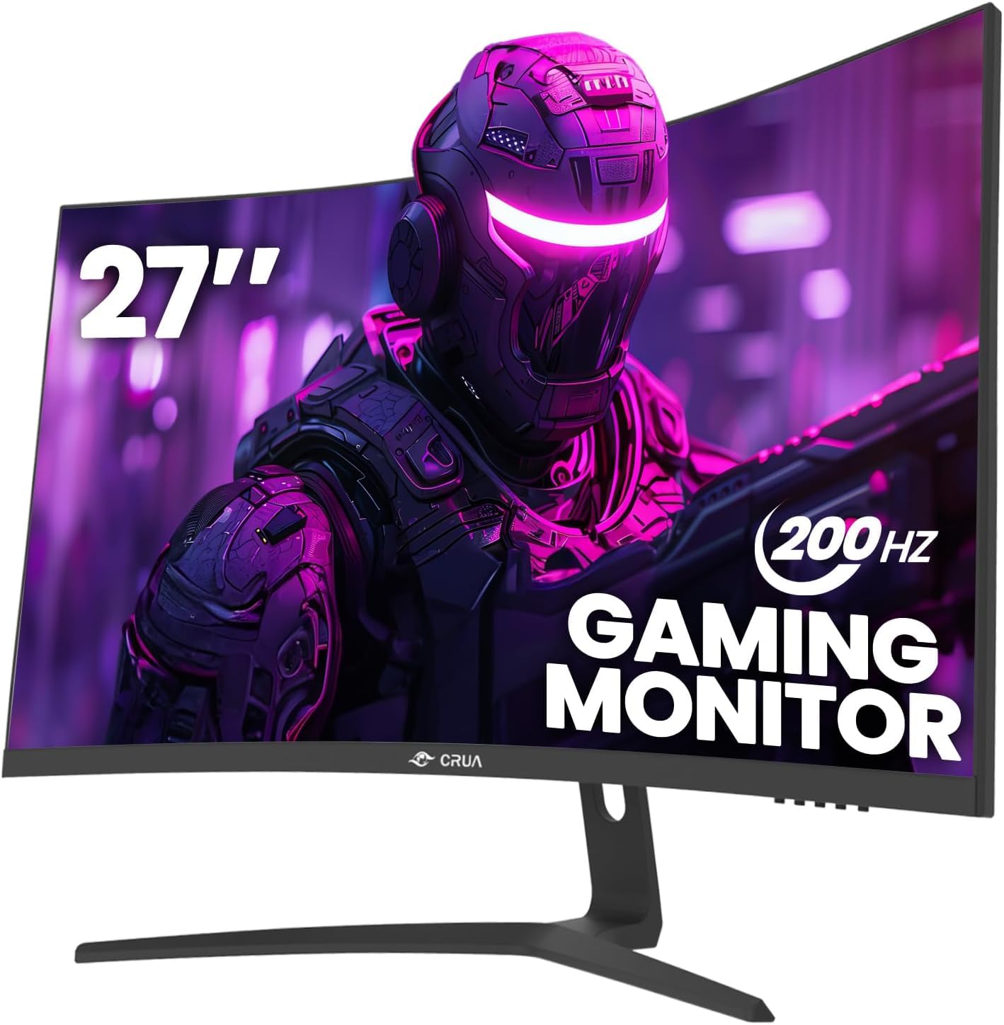 CRUA 27 Inch 180Hz/200Hz Curved Gaming Monitor - FHD 1080P Frameless 1800R Computer Screen, 1ms GTG Response, AMD FreeSync, Low Motion Blur, Eye Care Technology, VESA 100x100 Mount, DisplayPort & HDMI - Perfect for Esports, FPS Gaming and Home Office Setup