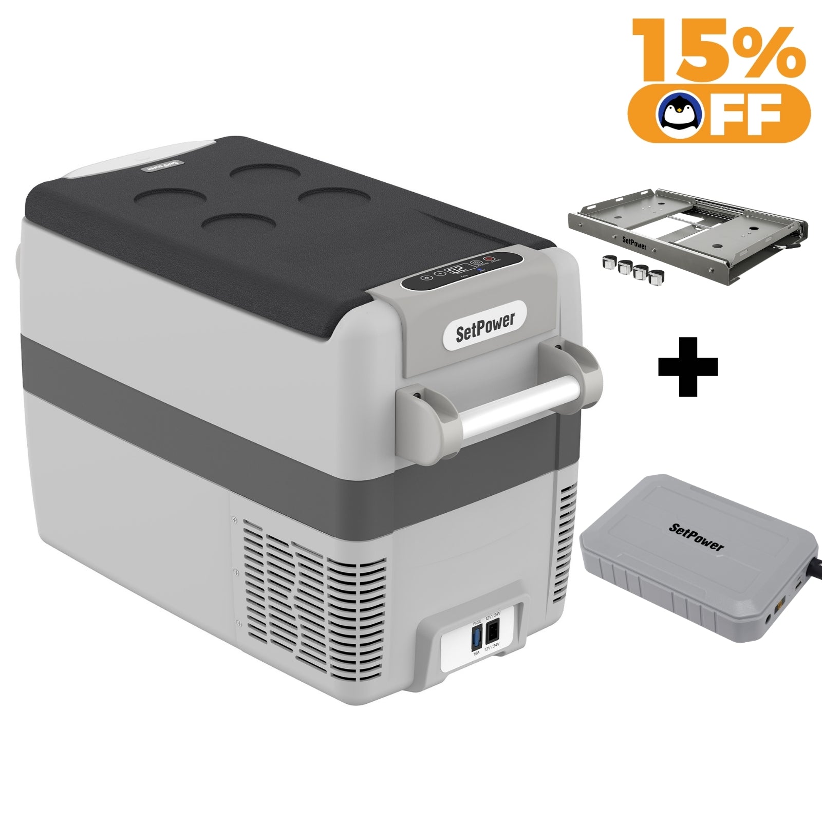 Setpower AJ40 12V Portable Car Refrigerator - 42Qt Compact Freezer for Semi Trucks & Heavy Duty Vehicles | Perfect for Road Trips, Camping & Long Haul Travel
