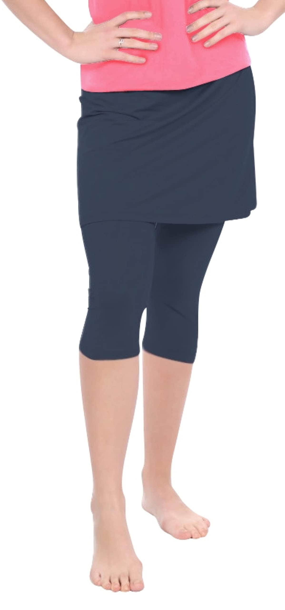 Kosher Casual Women's Skirted Capri Leggings - Modest Workout & Swim Leggings for Yoga, Pilates & Beach Cover-Up