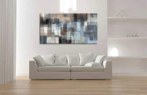 Modern Abstract Wall Art Canvas Print - Gray & Brown Framed Painting for Home Decor, 24