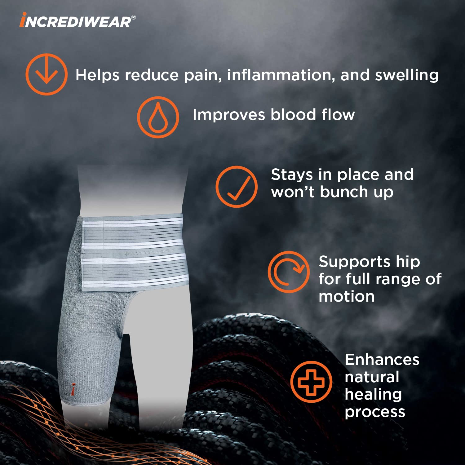 Incrediwear Hip Brace for Women & Men – Pain Relief & Injury Recovery Support, Reduces Swelling, Comfortable & Mobile Design (Right Leg, X-Large) – Ideal for Arthritis, Bursitis, Post-Surgery & Active Lifestyles