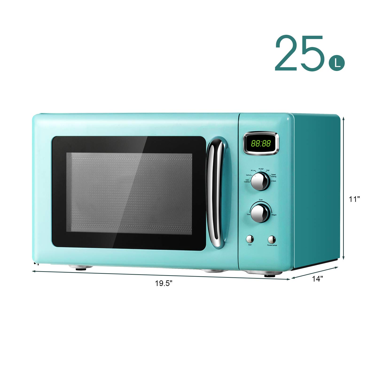 Retro Mint Green Countertop Microwave Oven - 0.9 Cu.ft, 900W with Child Safety Lock, Defrost & Auto Cook Functions, LED Display & Glass Turntable - Perfect for Small Kitchens, Dorms & Office Break Rooms
