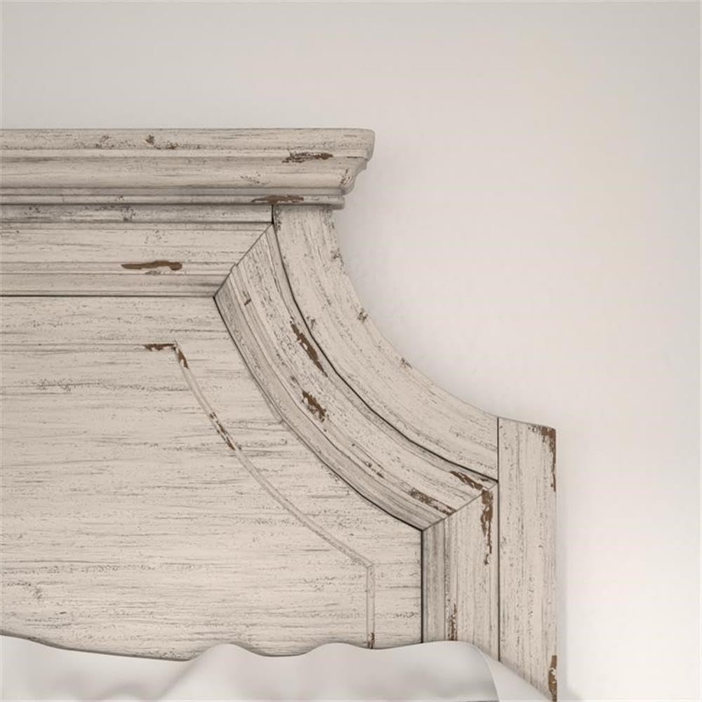 American Woodcrafters Providence Antique White Wood King Panel Bed Frame - Solid Wood Bedroom Furniture for Master Suite & Guest Room Decor