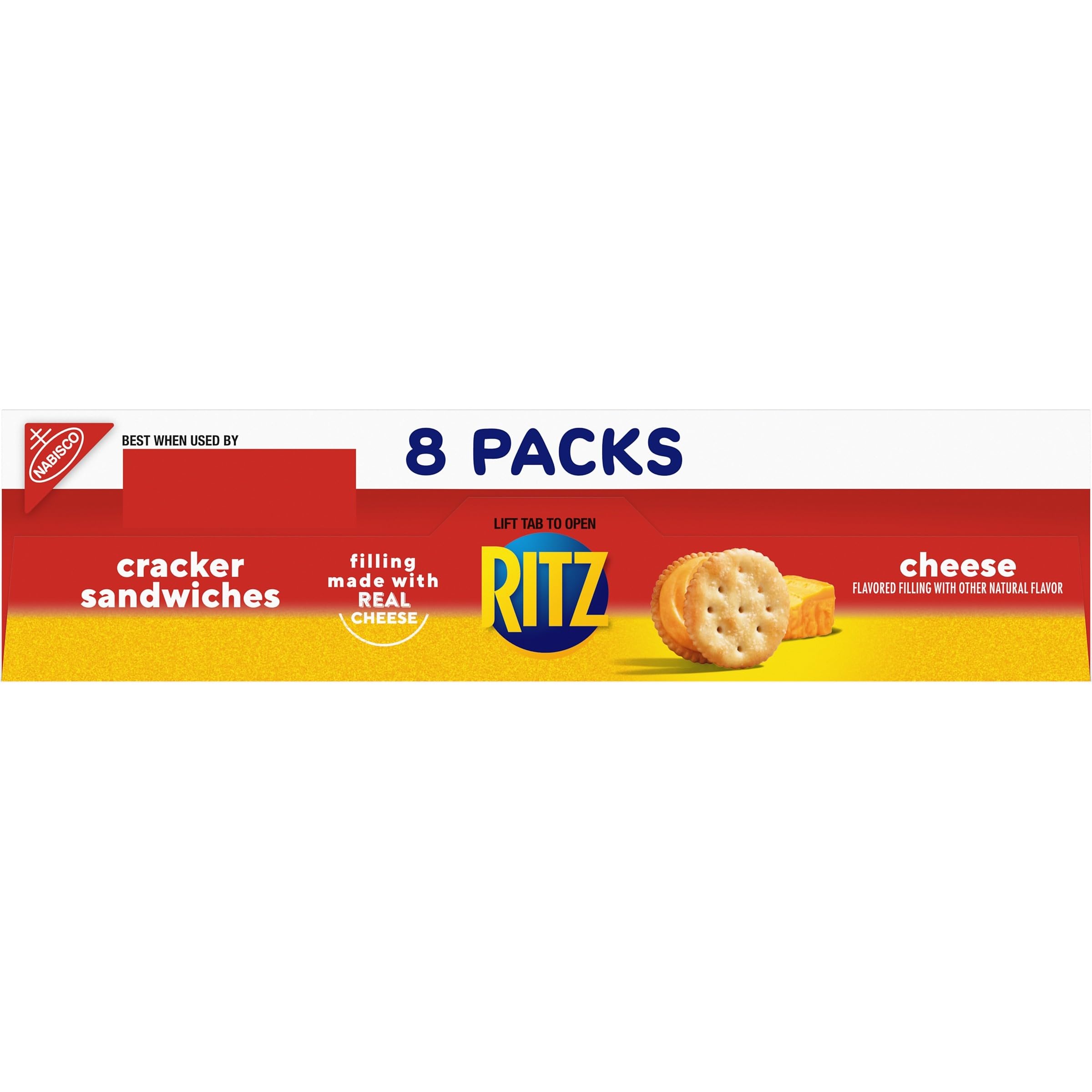 RITZ Cheese Sandwich Crackers - 8 Snack Packs (6 Crackers Each) - Perfect for Lunch Boxes, Office Snacks & On-the-Go Treats