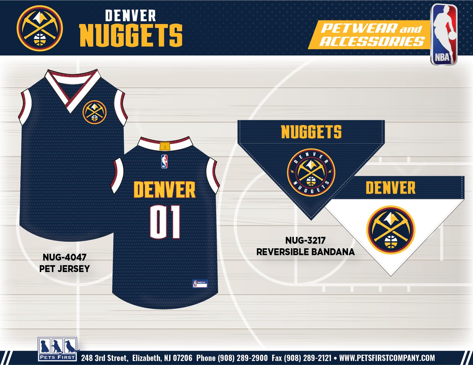 Denver Nuggets Dog Jersey for Small Pets - NBA Basketball Pet Tank Top for Game Day & Fan Events