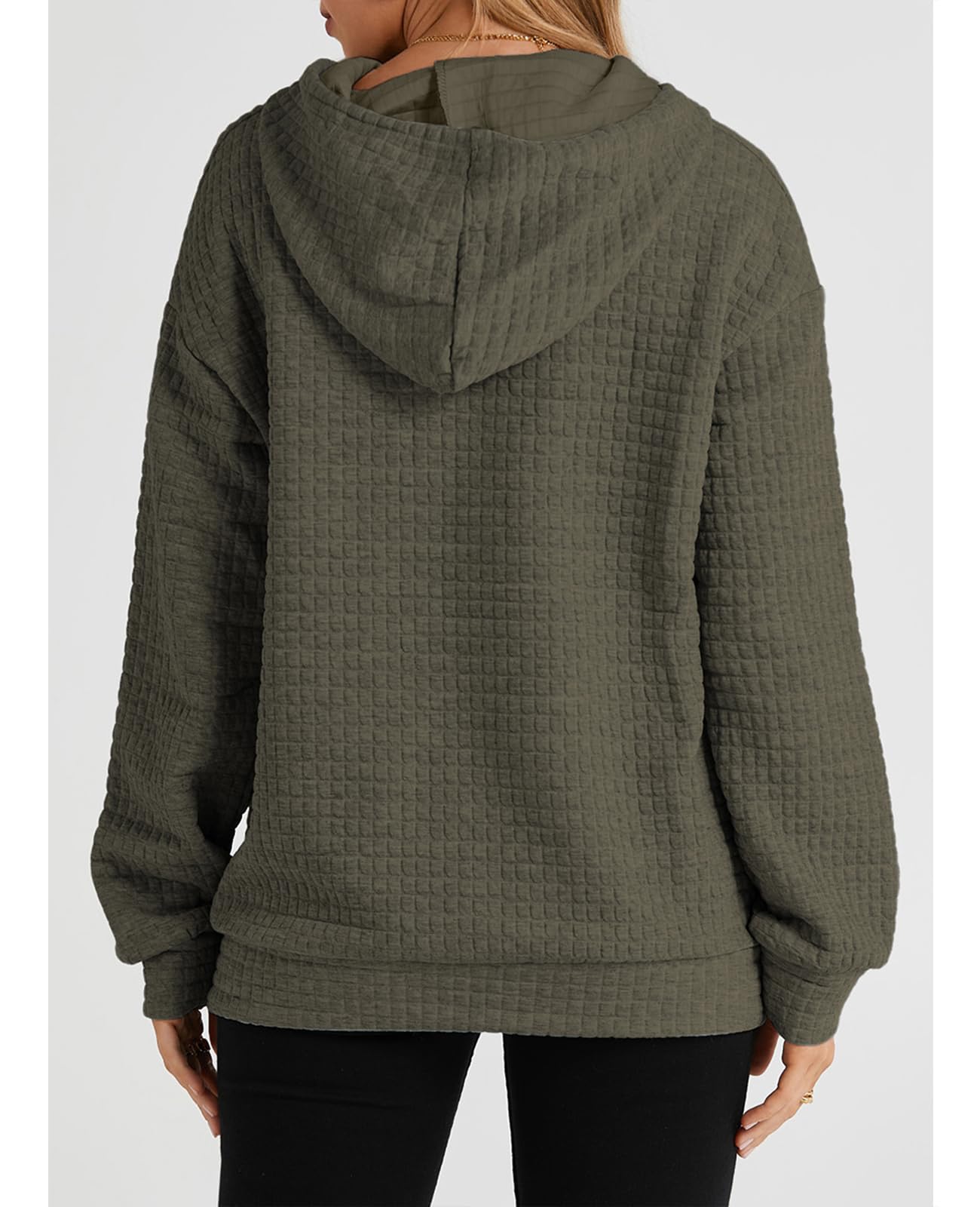 SELINK Women's Casual Pullover Hoodie - Soft Waffle Knit Long Sleeve Drawstring Hooded Sweatshirt with Kangaroo Pocket | Perfect for Lounge Wear, Outdoor Activities & Fall Fashion
