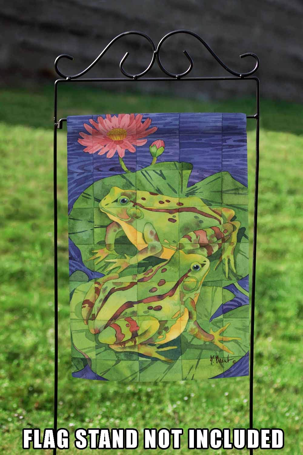 Toland Home Garden 119852 Double Sided Frog Garden Flag - 12x18 Inch Outdoor Yard Decoration with Toad Tiles Design - Perfect for House, Pond & Garden Decor