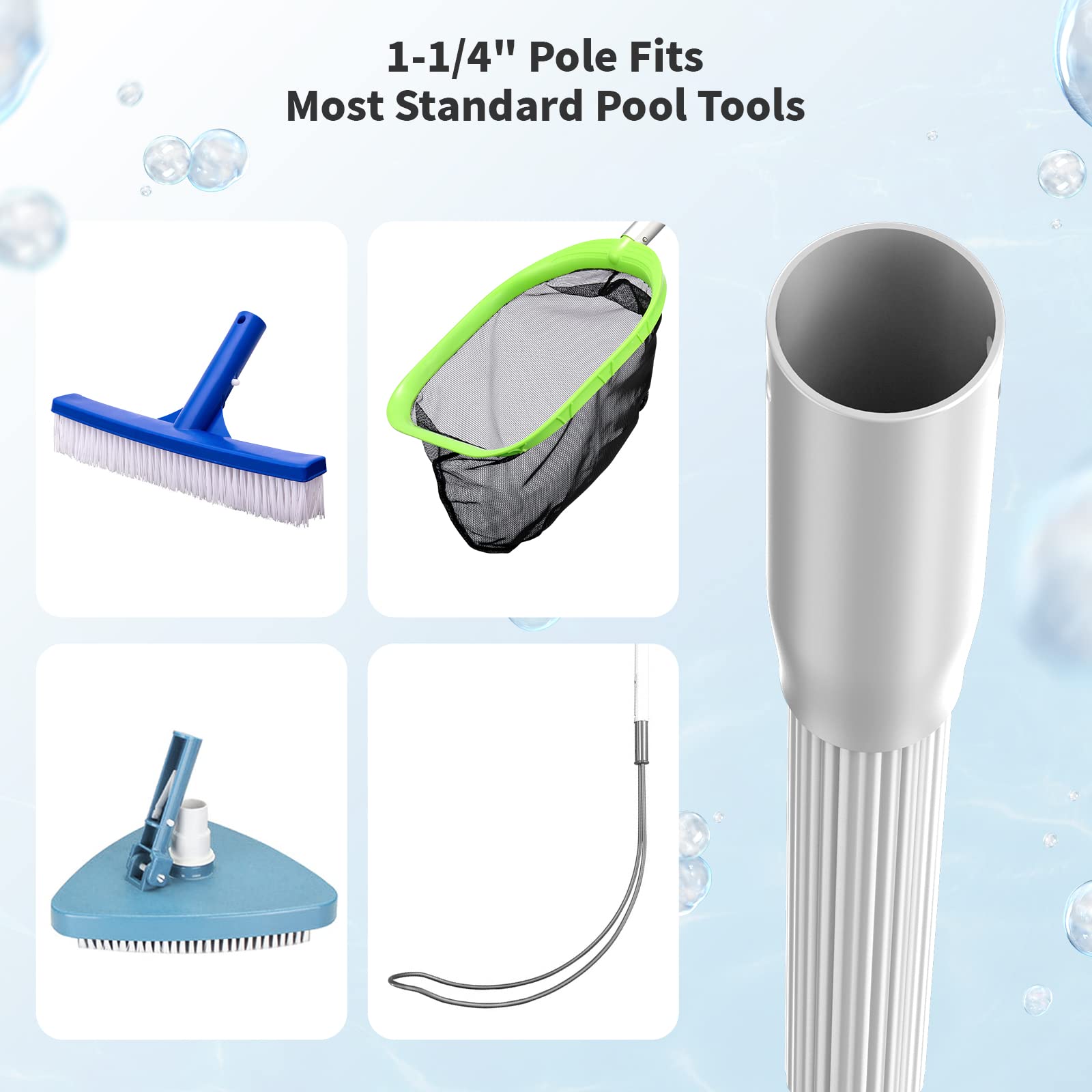 Upgraded 6-Foot Pool Skimmer Net with Telescopic Aluminum Pole - Fast Cleaning for Swimming Pools, Hot Tubs, Spas & Ponds - Durable Pool Cleaner Accessories (Perfect for Backyard Maintenance & Quick Debris Removal)