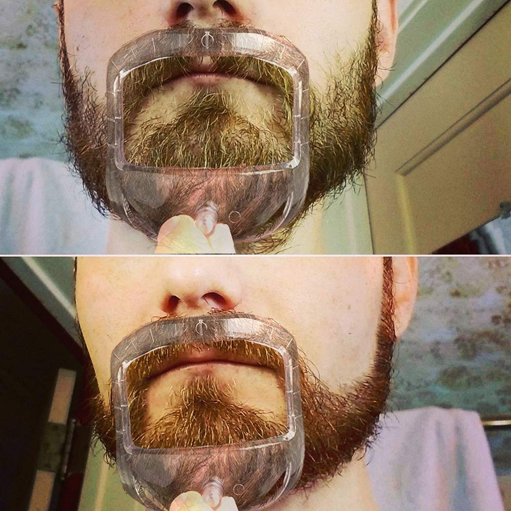 5 Sizes Beard Shaping Tool Set for Men - Transparent Goatee Shaver Template & Styling Guide for Precise Trimming & Shaping - Perfect for Home Grooming, Barbershops & Travel (Fashion Accessories)