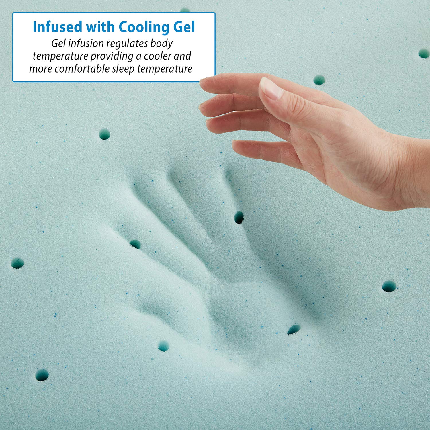 Nestl 2 Inch Gel-Infused Memory Foam Mattress Topper - Queen Size Cooling Mattress Pad with Ventilated Design | Blue | Pressure Relief for Back Pain, Hot Sleepers & Side Sleepers