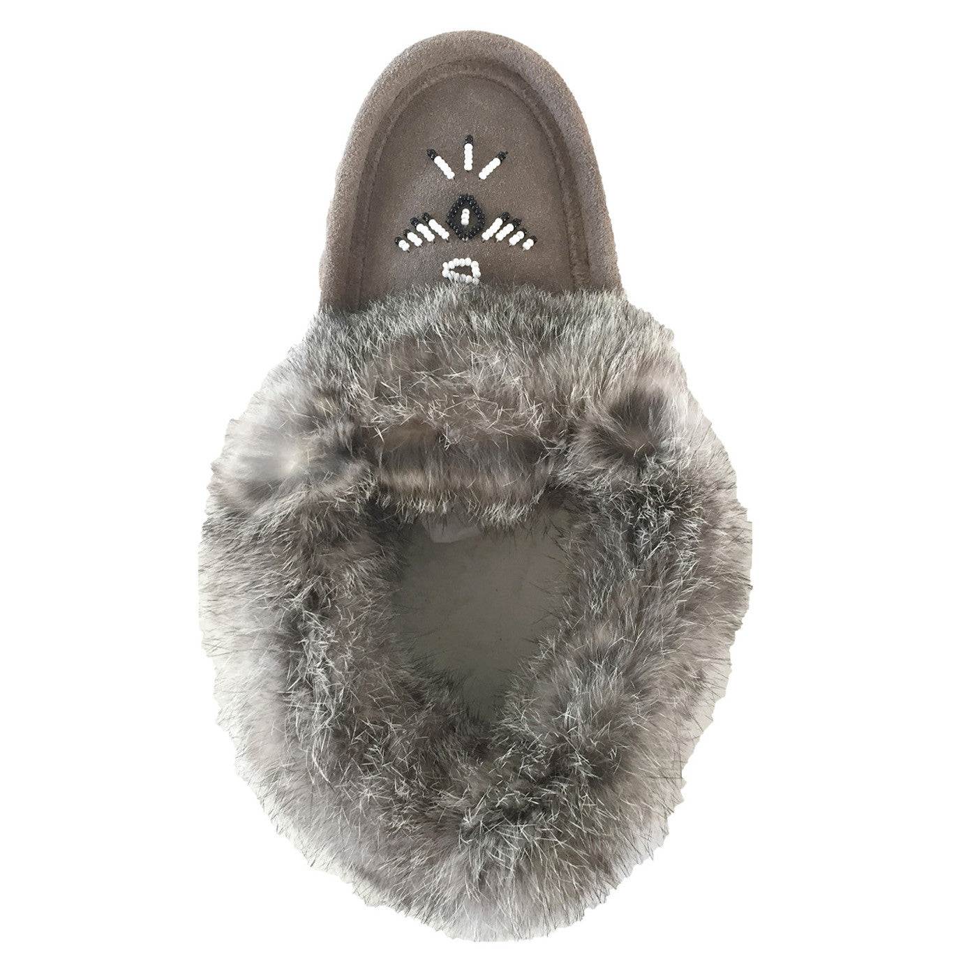 Women's Cozy Fleece Lined Rabbit Fur Slippers - Gray Suede Moccasins for Indoor/Outdoor Comfort - Perfect for Winter, Lounge & Home Wear