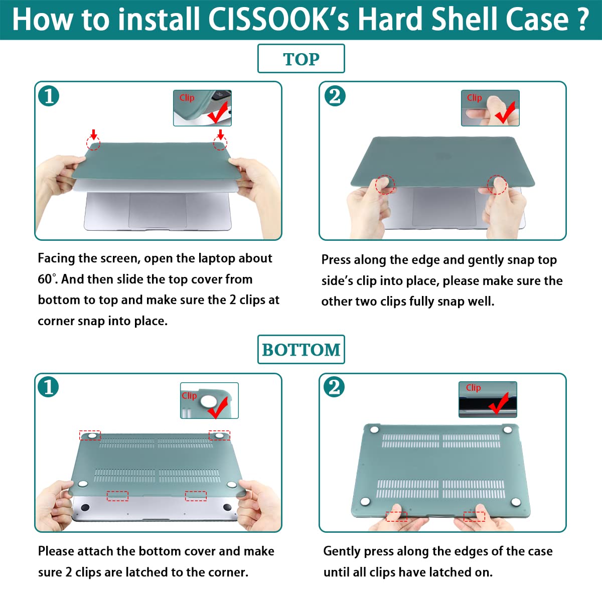CISSOOK MacBook Air 13.6 Case for M4/M3/M2 Models (2022-2025) - Hard Plastic Shell with Keyboard Cover & USB Adapter - Compatible with A3240/A3113/A2681 - Baby Pink | Perfect for Work, Travel & School Protection