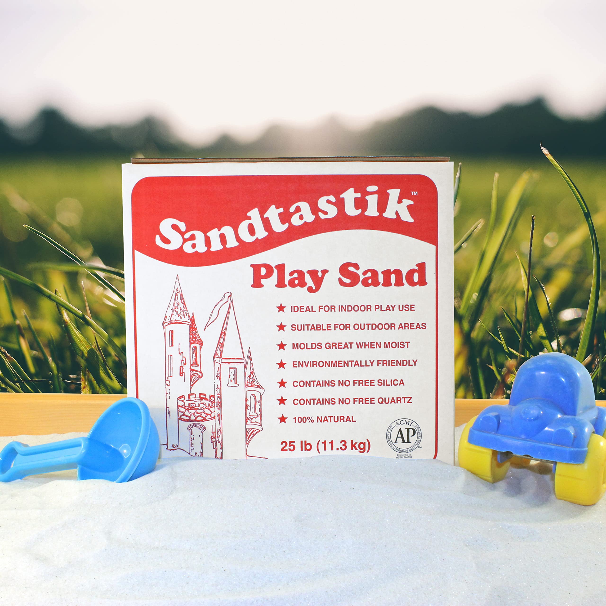 Premium Non-Toxic Sparkling White Play Sand - 25 lb (11.3 kg) for Kids Sensory Play | Safe for Sandboxes, Sensory Tables & Water Tables | Moldable & Easy to Scoop | Perfect for Indoor & Outdoor Play Activities
