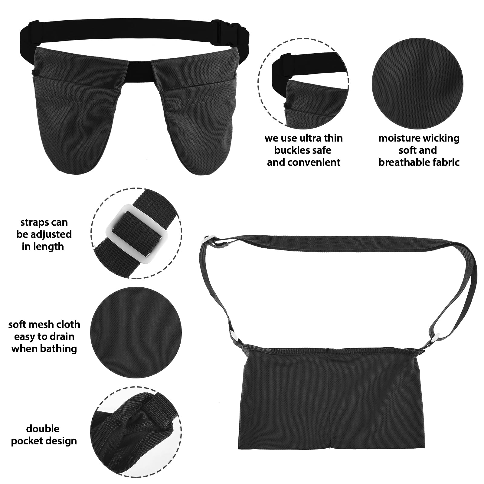 **Adjustable Mastectomy Drain Holder & Shower Bag - Post-Surgery Recovery Essential for Tummy Tuck & Mastectomy Patients (Black) | Comfortable & Secure Drainage Pouch for Daily Use & Showering**