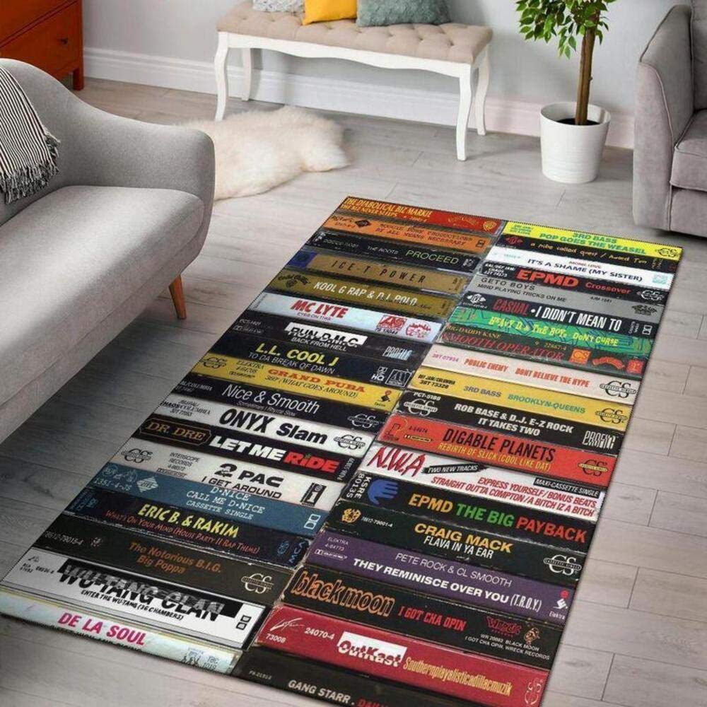 oHome Design Hip Hop Old School Area Rug - Large Retro Rug for Living Room, Bedroom, or Man Cave - Perfect for Hip Hop Fans & Urban Decor