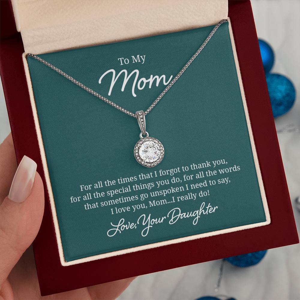 Elegant Jewelry Gift for Mom - Heart Pendant Necklace from Daughter | Perfect for Mother's Day, Birthday & Anniversary Gifts