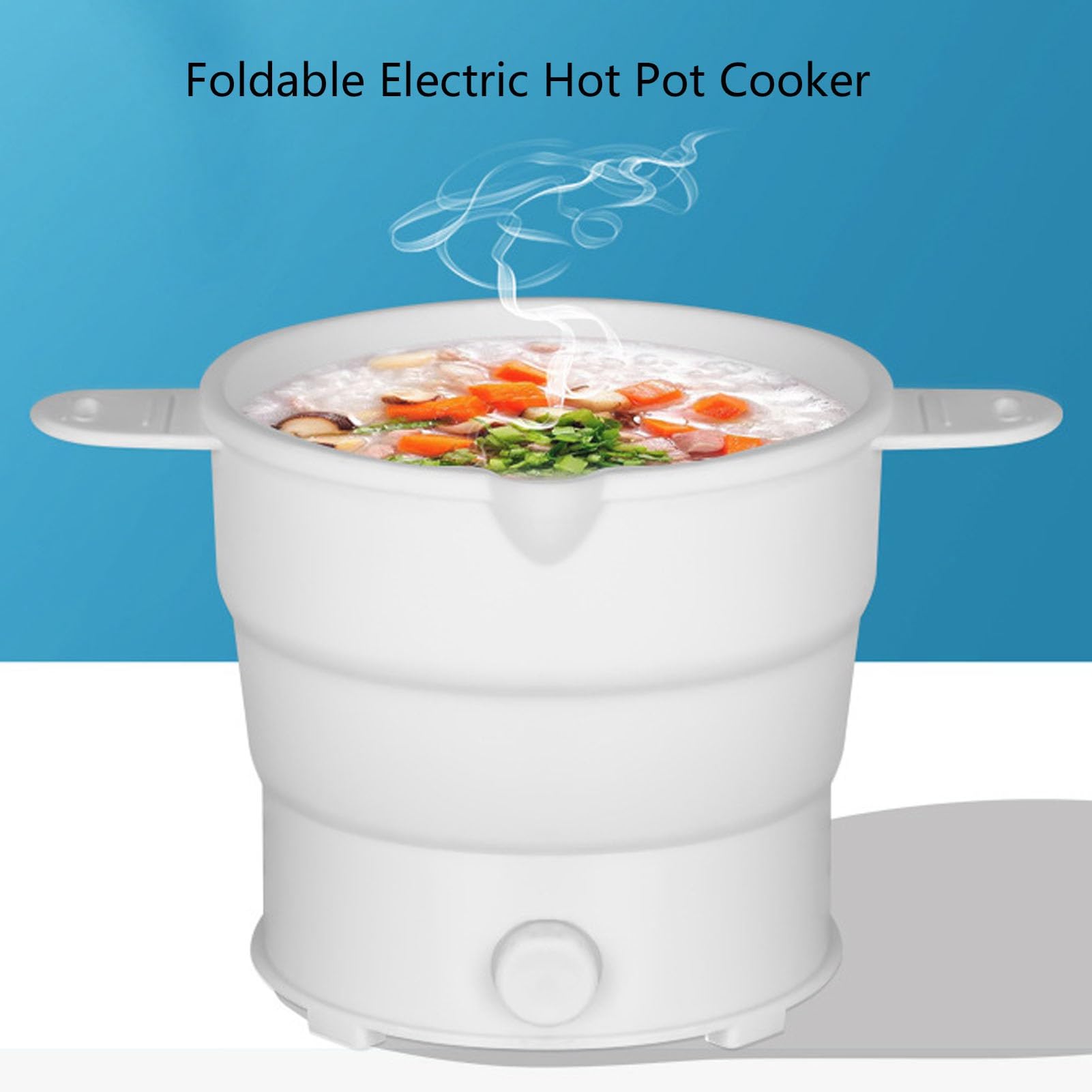 Foldable Electric Cooking Pot - 1.2L Portable Hot Pot with Stainless Steel Bottom, Multi-Function Ramen Cooker for Travel, Camping, Dorm & Home Use | Compact Electric Cooker for Soup, Noodles & Instant Meals