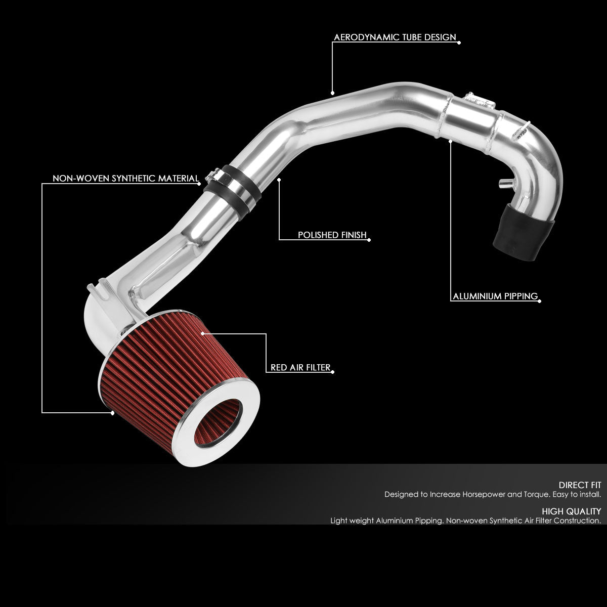 2007-2009 Toyota Camry Performance Cold Air Intake System with Red Cone Air Filter - Improve Engine Power & Fuel Efficiency for Street Racing & Daily Driving