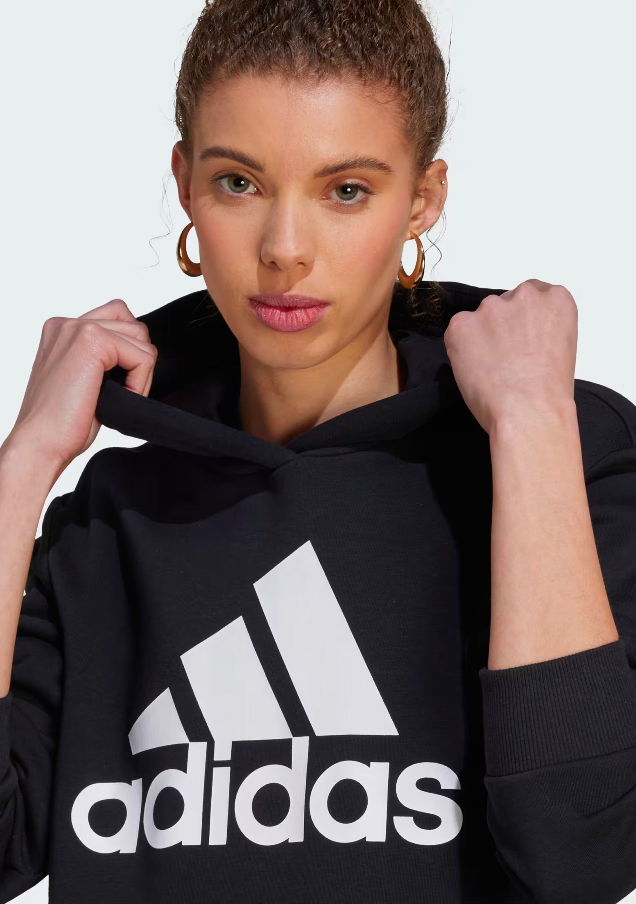 Adidas Women's Essentials Logo Boyfriend Fleece Hoodie - Soft Oversized Pullover Sweatshirt for Casual Wear, Lounge & Street Style