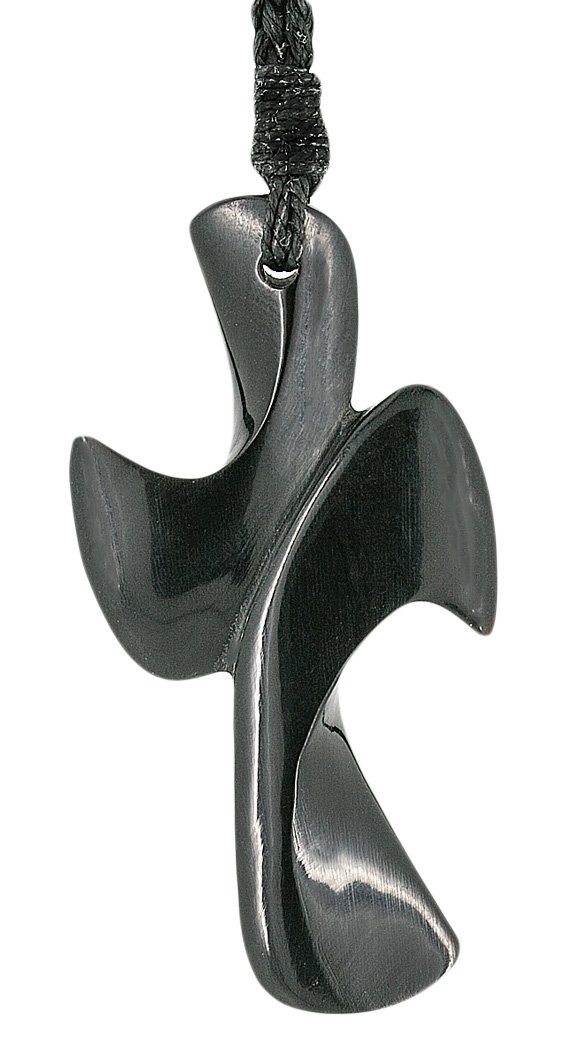 Hand Carved Natural Horn Cross Necklace for Men & Women - Religious Jewelry Gift for Baptism, Confirmation & Everyday Wear