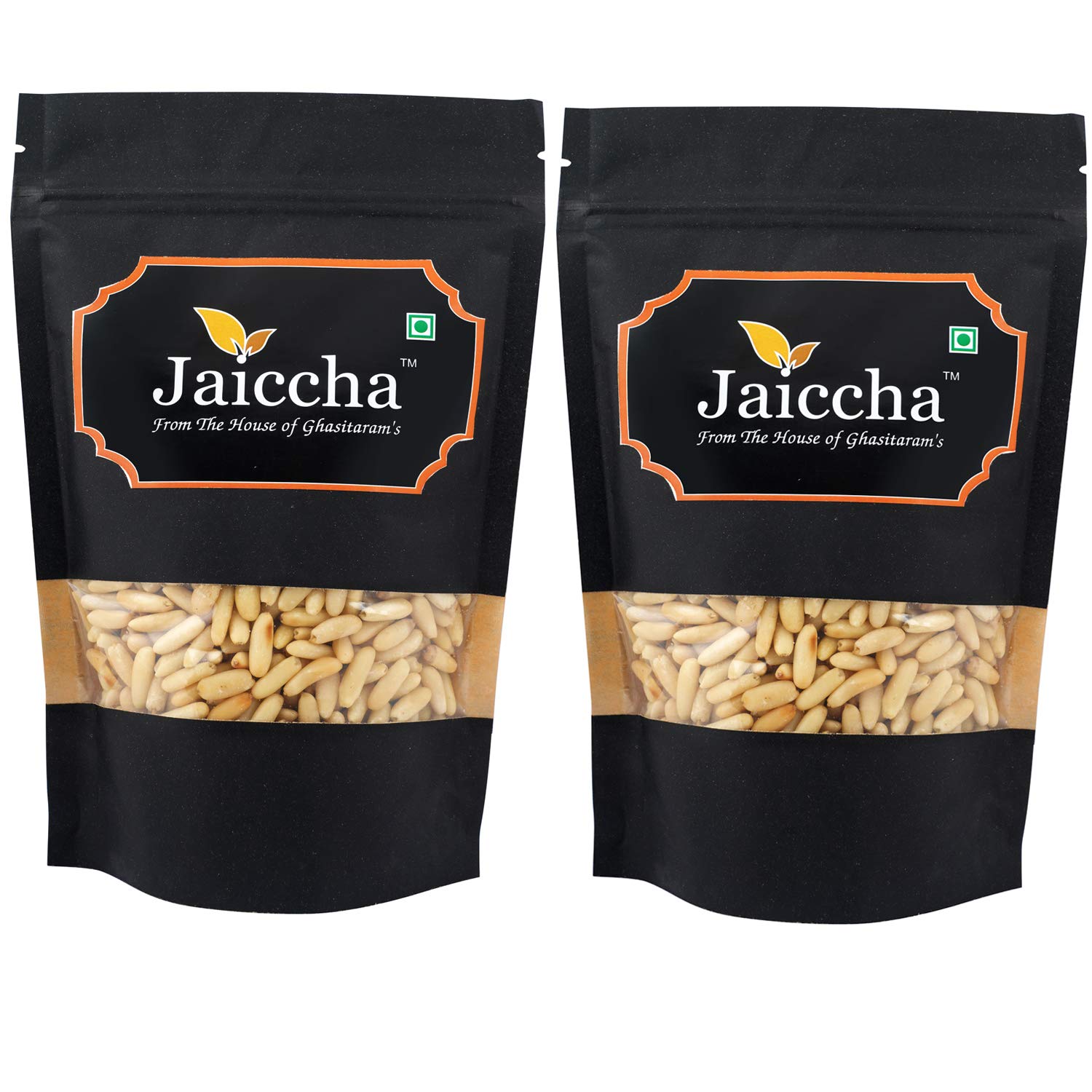 Premium Jaiccha Ghasitaram Pine Nuts (Chilgoza) - Shell-Free, 400g in Eco-Friendly Black Paper Pouch - Perfect for Baking, Cooking & Healthy Snacking