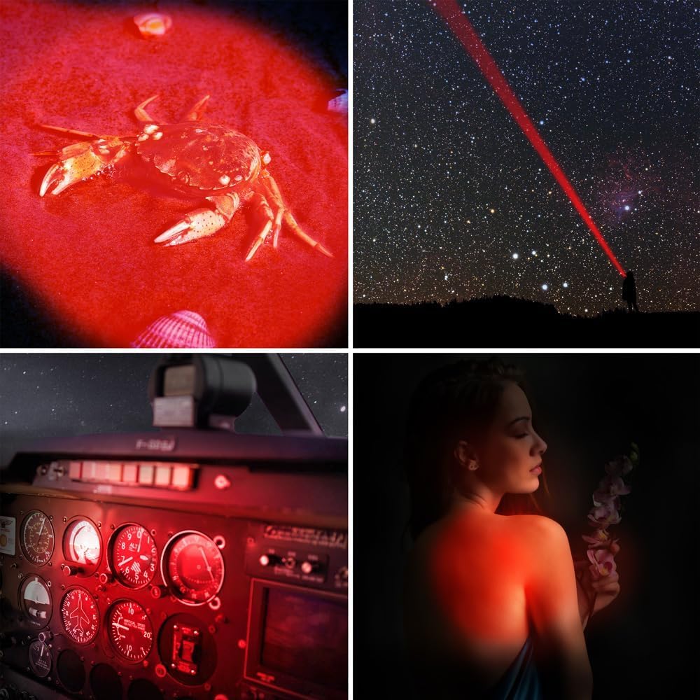 3 Pack Single Mode Red LED Flashlight Torch - 1 Mode Red Light for Astronomy, Aviation, Night Vision & Emergency Use - Perfect for Stargazing, Cockpit Lighting & Low Light Observation