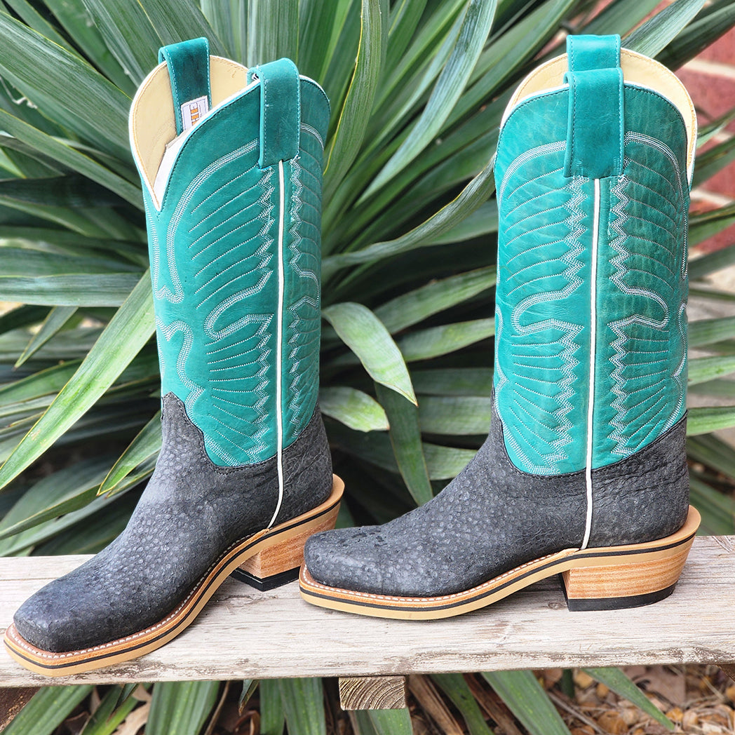 Anderson Bean Olathe Women's Turquoise & Dark Grey Carpincho Cowboy Boots - Stylish Western Footwear for Rodeo, Country Dancing & Everyday Wear
