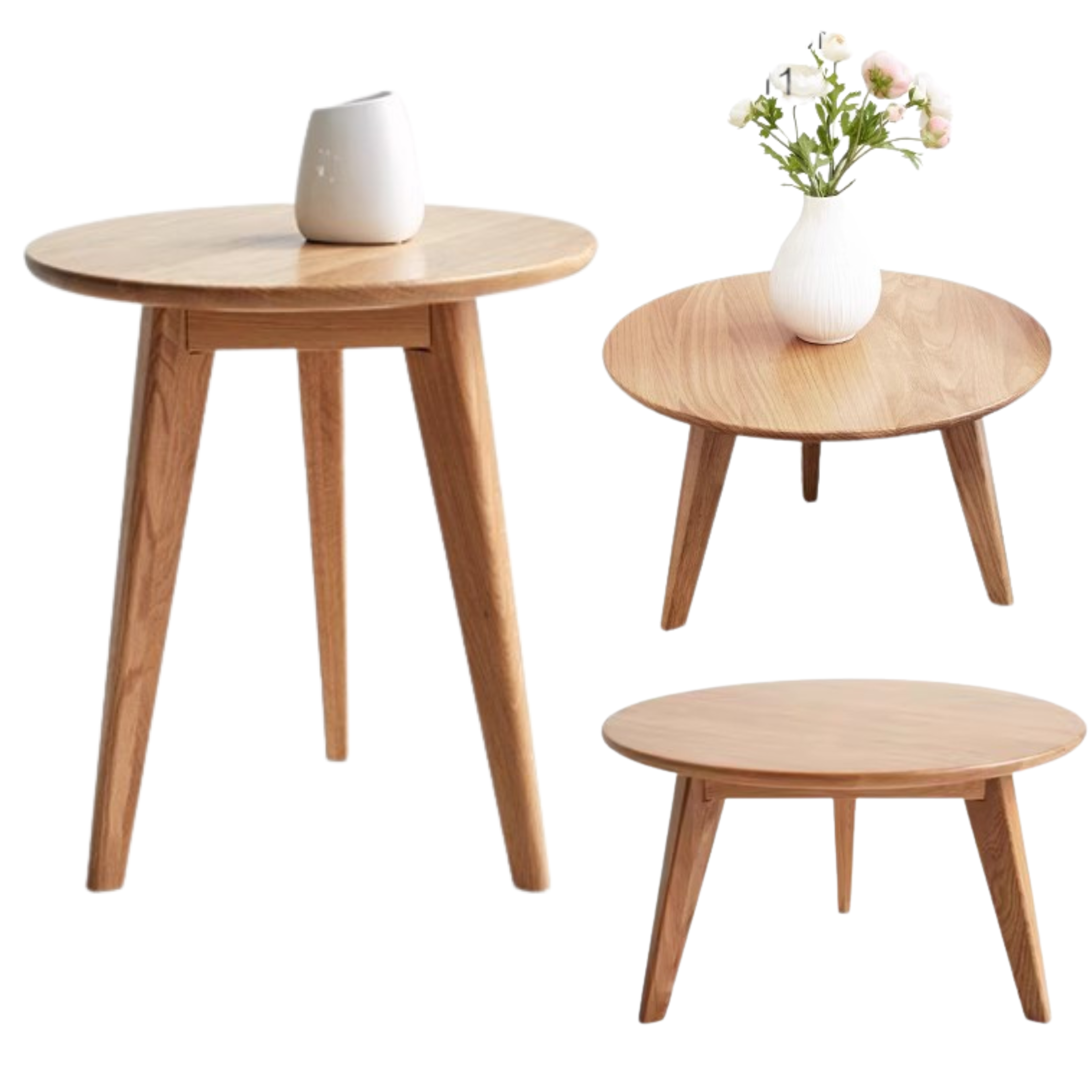 Solid Oak & Black Walnut Wood Side Table - Nightstand, End Table for Living Room, Bedroom, Office | Rustic Modern Furniture for Home Decor