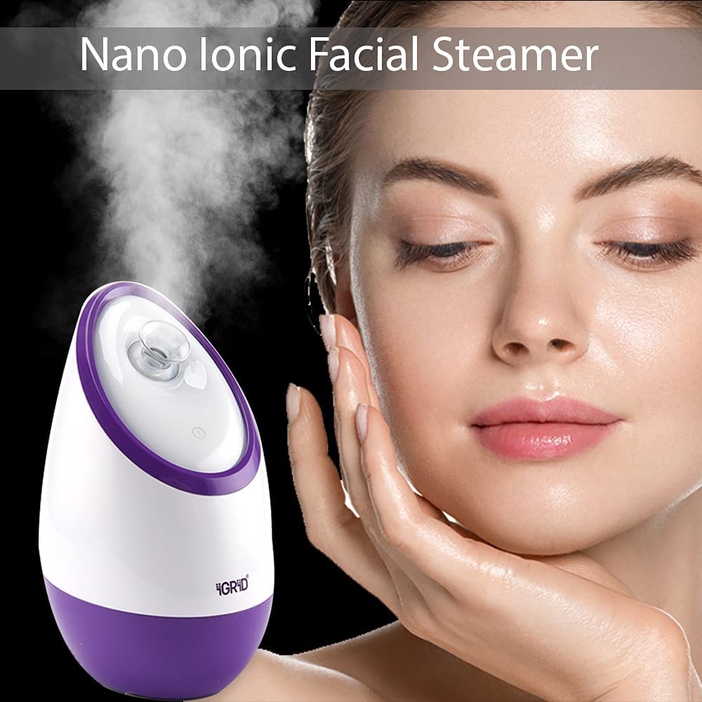 **iGRiD Nano Ionic Facial Steamer – Adjustable Steam Nozzle for Deep Pore Cleansing, Hydration & Skin Tightening | Portable Face Sauna & Humidifier | Promotes Radiant Skin & Improved Blood Flow | Model IG1094 | 1-Year Warranty | Perfect for Home Spa & Travel Skincare**