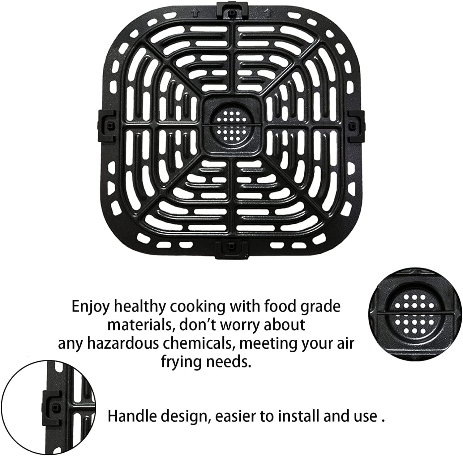 Upgraded Nonstick Air Fryer Crisper Plate Tray for Instant Vortex Plus 6QT - Dishwasher Safe Accessory with Rubber Tabs | Perfect for Healthy Frying, Roasting & Reheating | Fits Instant 6 Quart Air Fryers