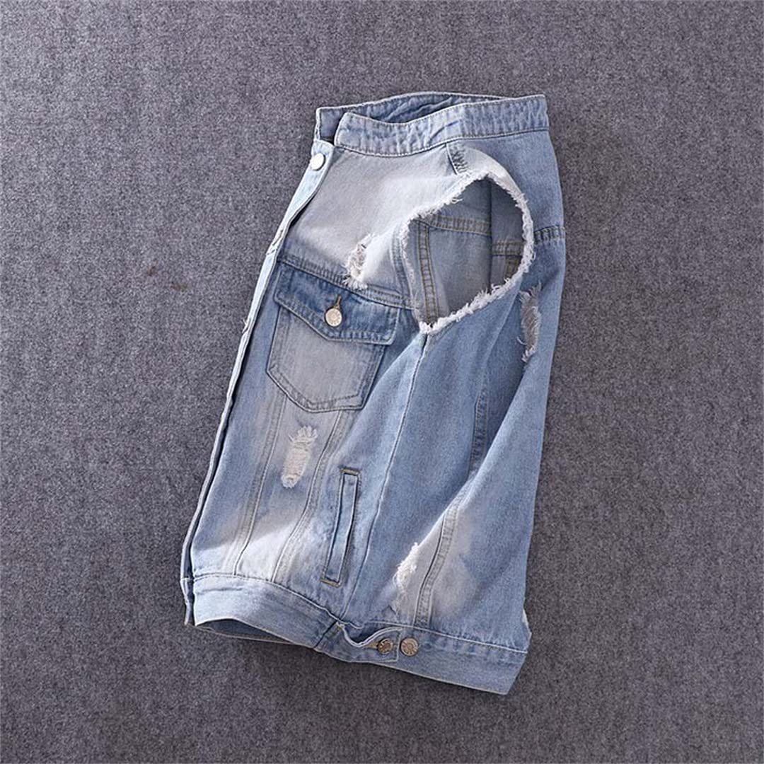 Men's Plus Size Hip Hop Denim Vest - Punk Rock Rivet Waistcoat for Motorcycle & Streetwear Fashion - Perfect for Concerts, Parties & Urban Style