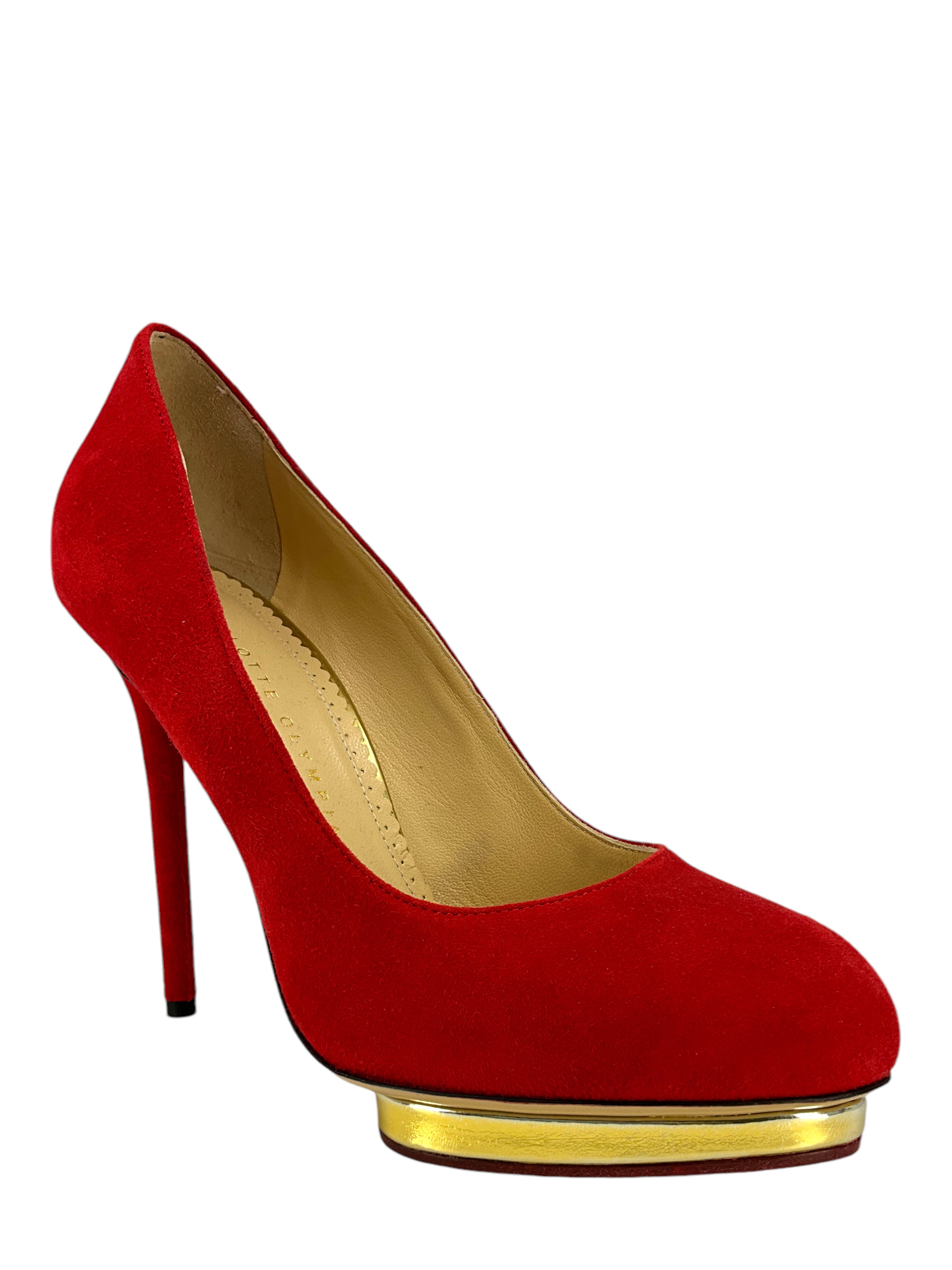 Charlotte Olympia Dotty Suede Platform Pumps - Women's Size 7.5 US | Comfortable High Heel Shoes for Party, Wedding & Evening Events