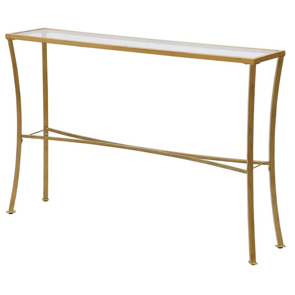 Antique Gold Palin Glass Top Console Table - Elegant Entryway & Hallway Decor for Home & Office