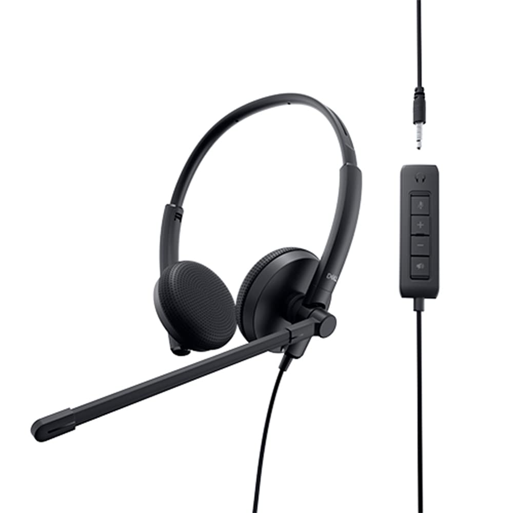 Dell Stereo Headset WH1022 - Noise Cancelling Wired Headphones with Mic for PC, Laptop, Gaming & Office Use - Comfortable Over-Ear Design for Long Work Sessions & Online Meetings