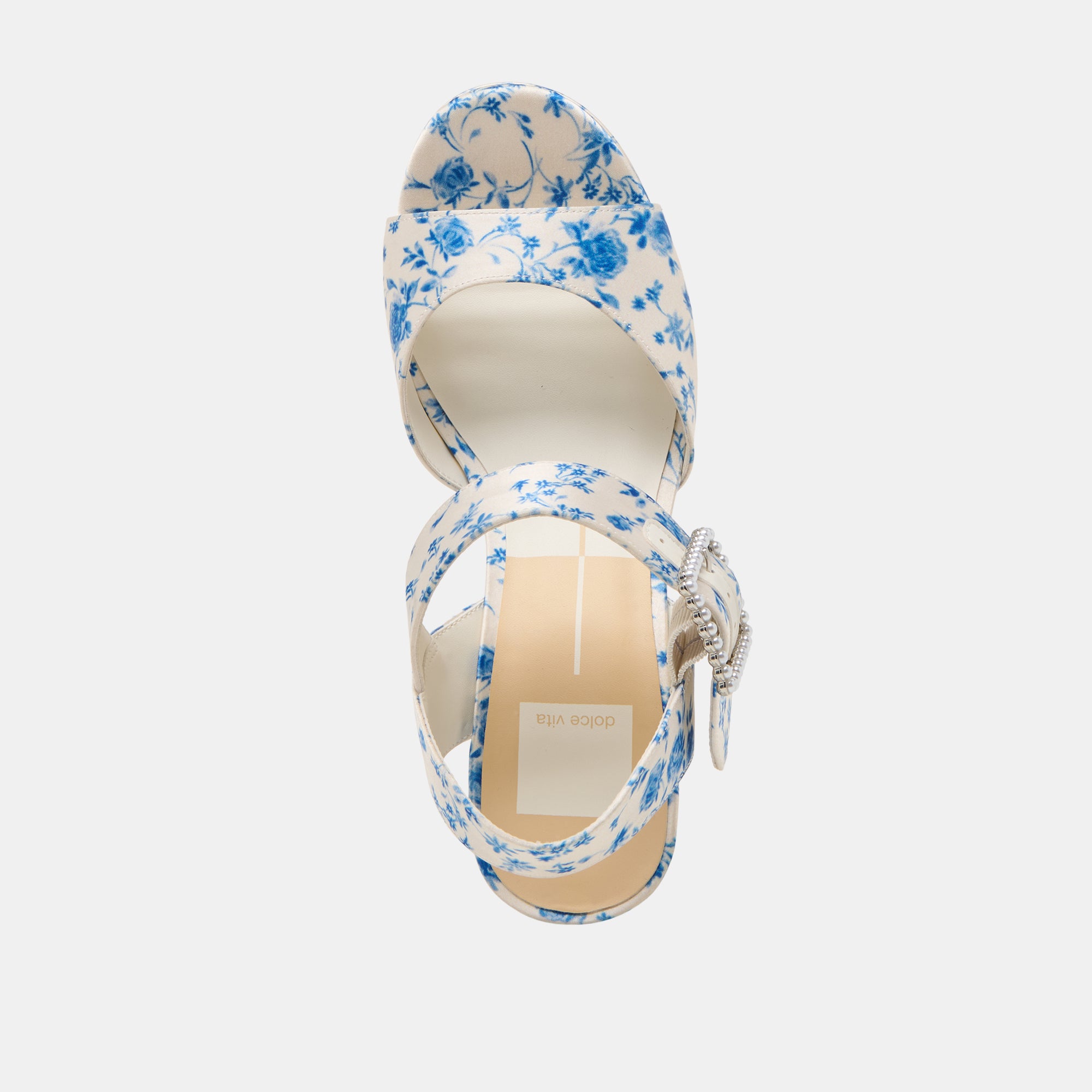 BOBBY PEARL HEELS - Blue Floral Satin Women's High Heels for Party, Wedding & Evening Events | Elegant Dress Shoes for Special Occasions