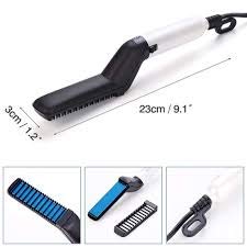 Nillion Professional Multifunctional Hair Straightening Comb & Curler for Men & Women - 2-in-1 Styling Tool for Curly, Wavy, or Straight Hair with Beard Straightener Attachment (White) - Perfect for Home Use, Travel, Salon Styling & Daily Grooming