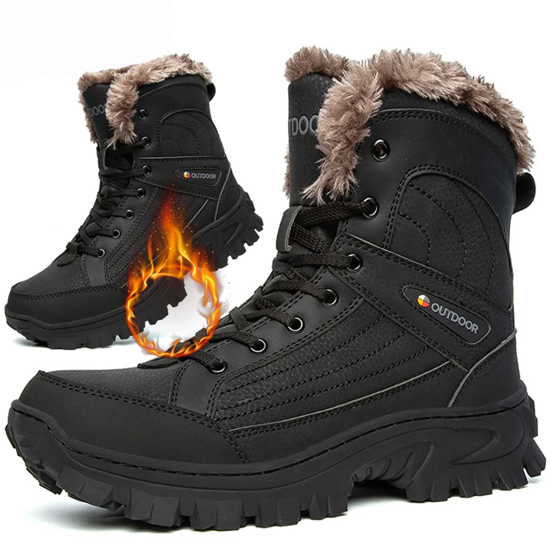 Men's Waterproof Winter Hiking Boots - Ankle High Outdoor Camping & Hunting Shoes with Lace-Up Design for Trekking, Travel & Snow Sports | Durable Traction for Mountain Trails & Cold Weather Adventures