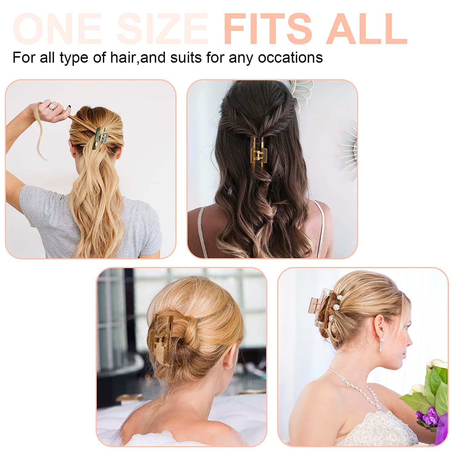 BEYTER Large Non-Slip Hair Claw Clips for Women - Strong Hold Jaw Clips Hair Accessories (Multicolor) - Perfect for Thick Hair, Ponytails, Buns & Everyday Styling