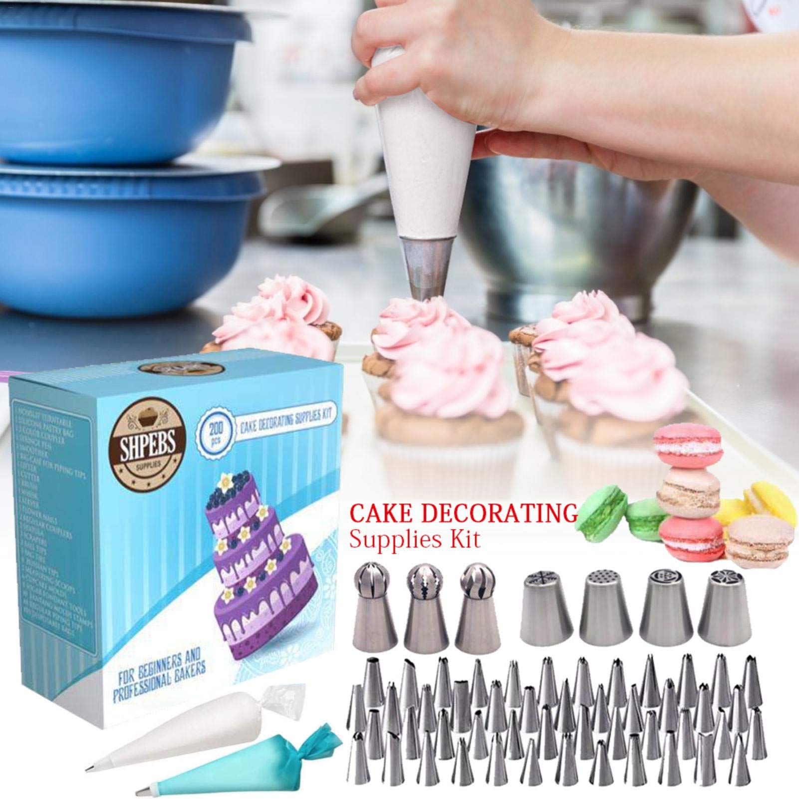 220 Pcs Cake Decorating Supplies Kit - Professional Baking Set with Non-Slip Base for Beginners | Perfect for Birthday Cakes, Wedding Desserts & Home Baking Projects