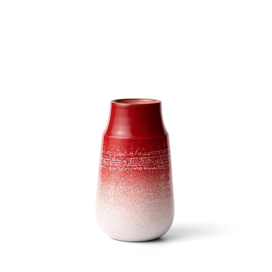 Handmade Ruby Red Layered Glaze Ceramic Neck Vase - Perfect for Home Decor, Wedding Centerpieces & Floral Arrangements