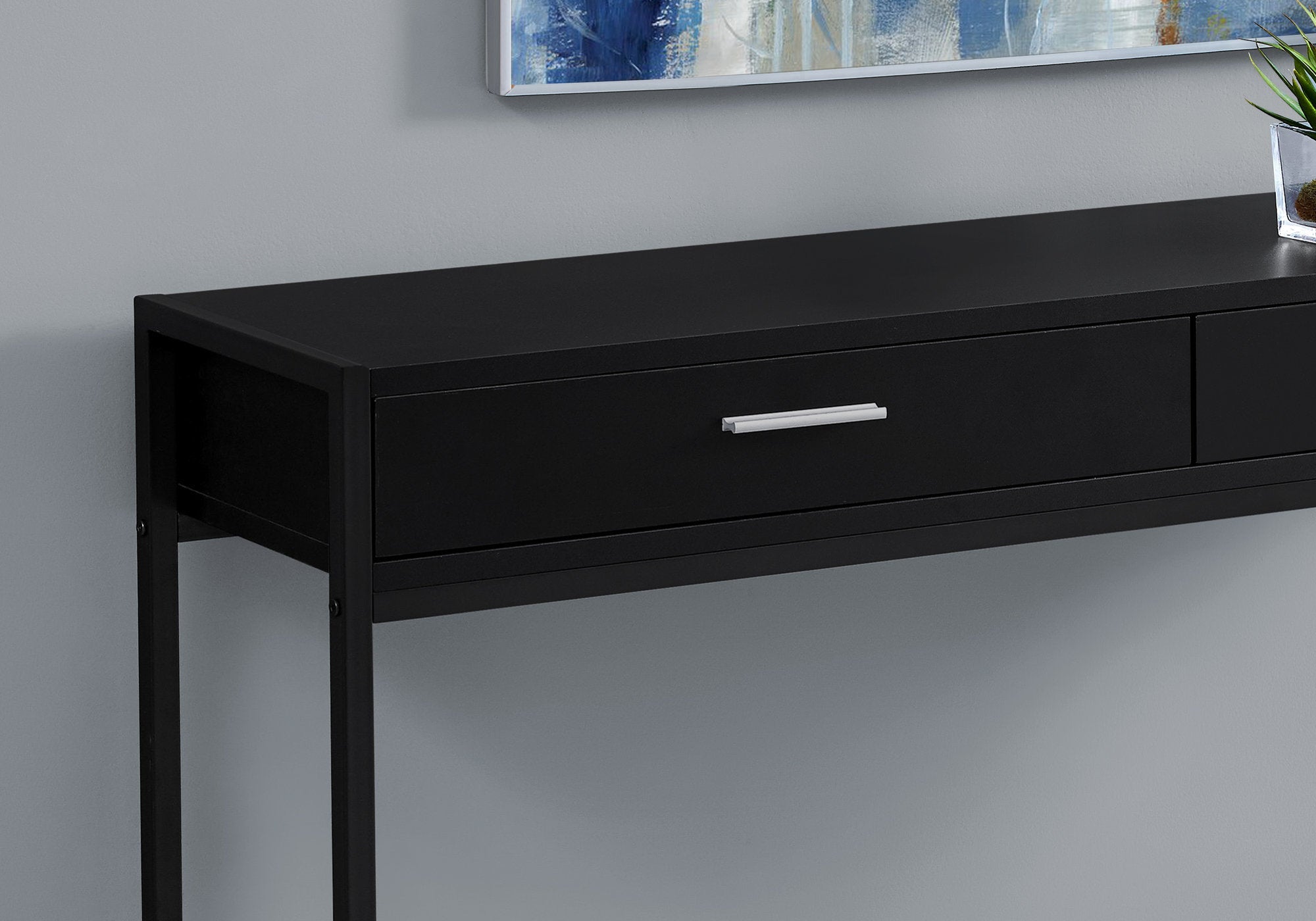 48L Black Metal Hall Console Table - Modern Accent Table for Entryway, Living Room & Bedroom - Stylish & Functional Home Decor