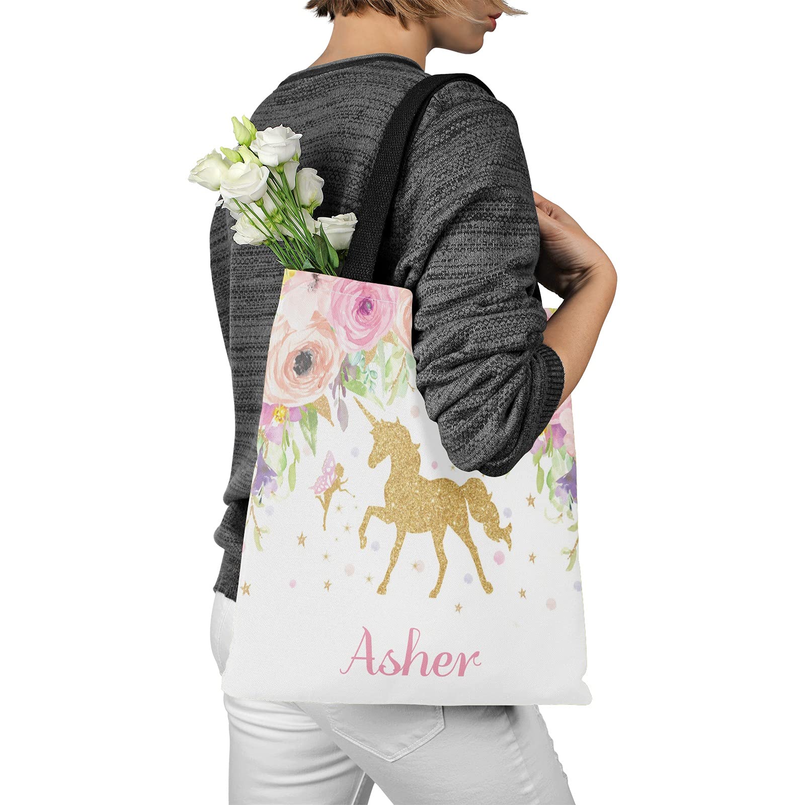 Personalized Canvas Tote Bags for Women & Kids - Eco-Friendly Reusable Shopping Bags for Groceries, Beach, Travel & Daily Use