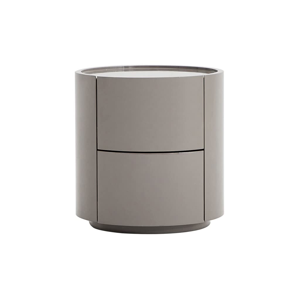 TOMYEUS Modern Round Bedside Table with Double Drawers - Nightstand for Bedroom, Small Storage Cabinet with Drawers, Compact Side Table for Home & Apartment - Perfect for Bedroom, Living Room, or Office (Color: A)