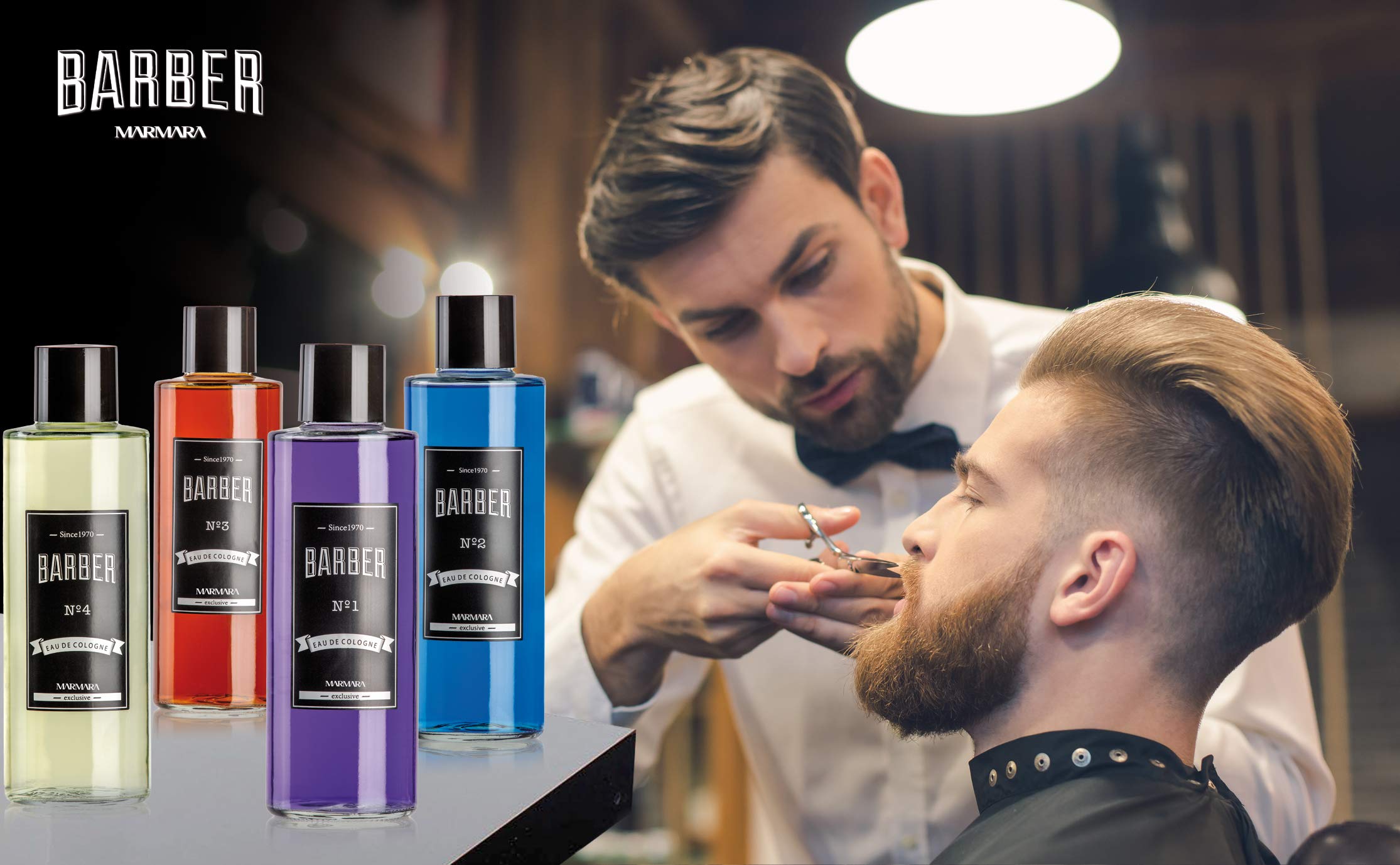 Marmara Barber Cologne No.4 Green - 250ml x 2 Bottles Set for Modern Barbers & Traditional Shaving | Fresh Long-Lasting Fragrance for Men's Grooming & After Shave Routine