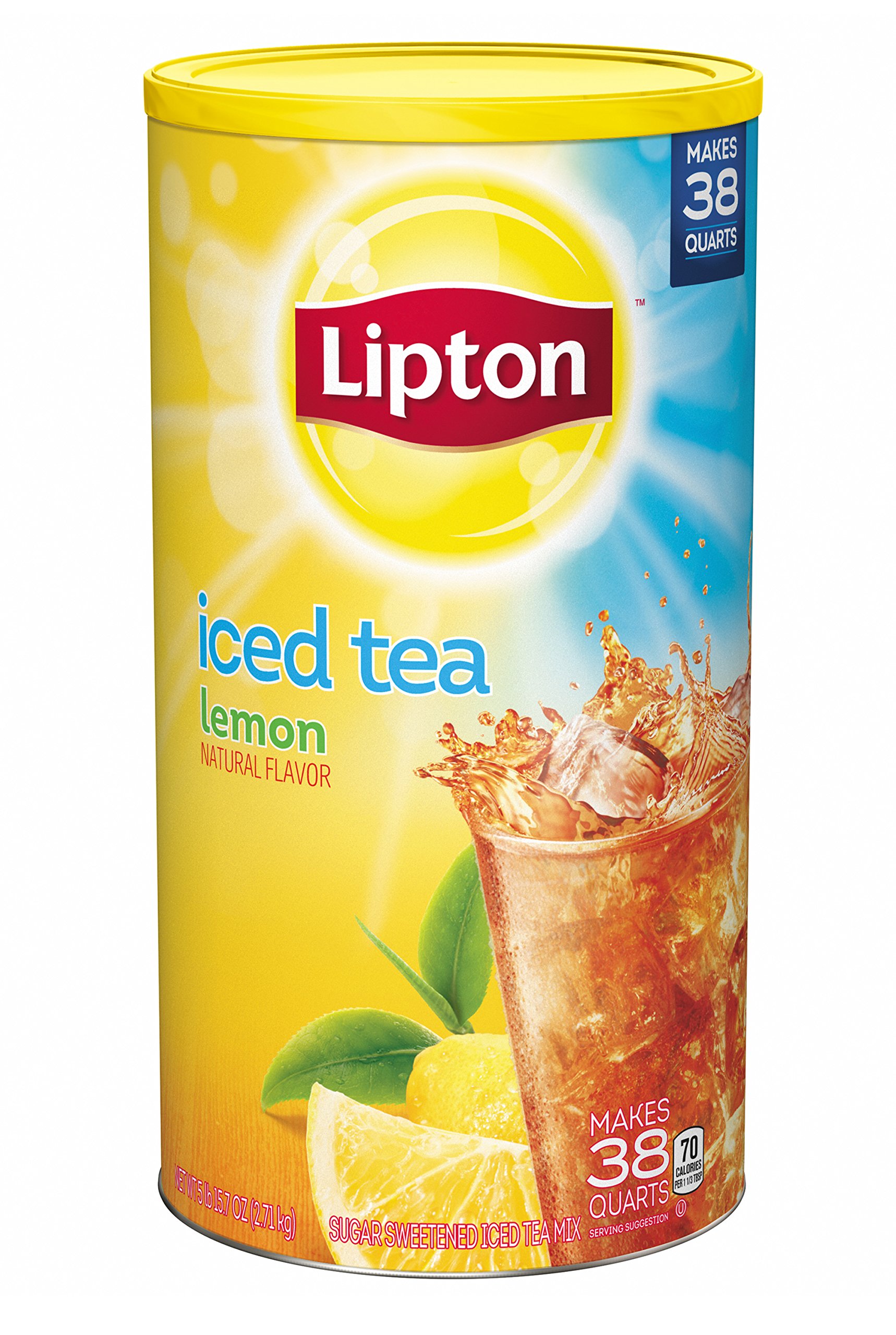 Lipton Lemon Iced Tea Mix - 38 Quarts (Pack of 6) | Refreshing Powdered Drink Mix for Summer Parties, BBQs & Office Break Rooms | Quick & Easy Cold Beverage Solution