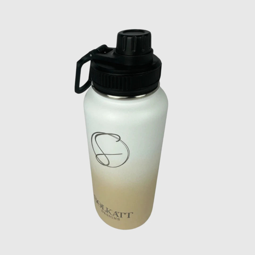 Pastel Beige Insulated Stainless Steel Water Bottle 32oz (950ml) - Keep Drinks Hot/Cold for Hours, Perfect for Hiking, Gym & Office Use