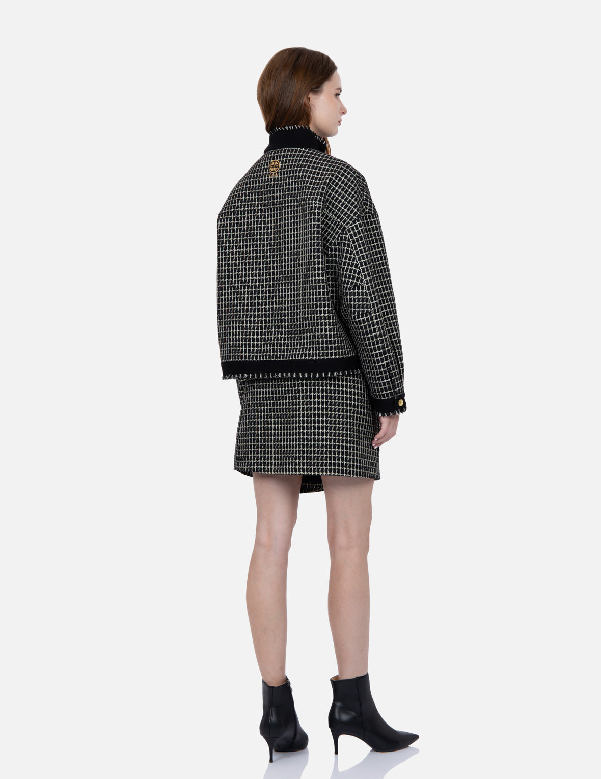Elegant Metallic Wool Tweed Skirt for Women - Vintage High Waist Pencil Skirt - Office Work, Party & Holiday Outfits