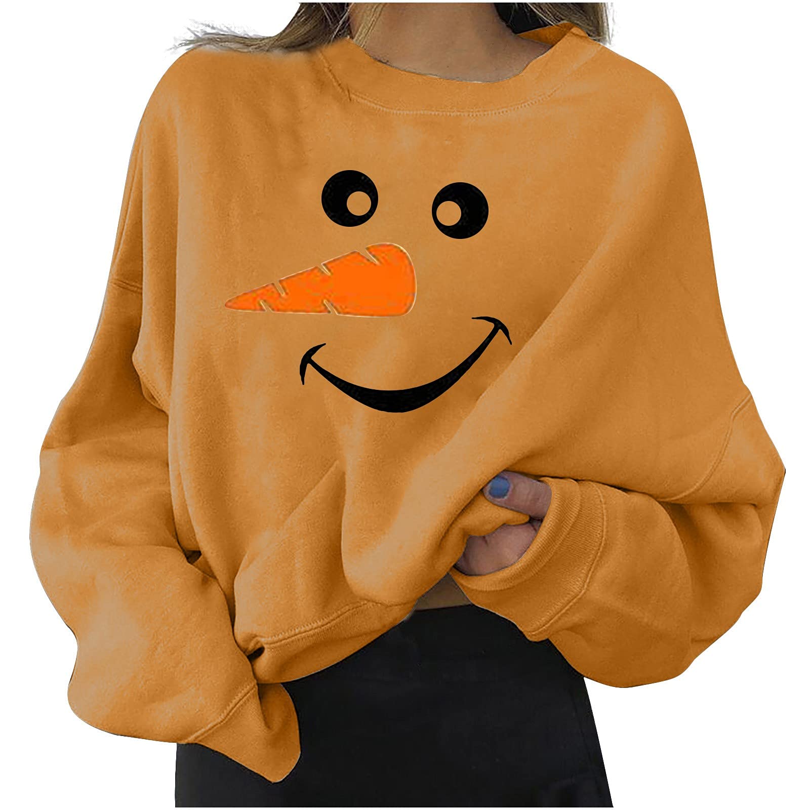 BEUU Women's Ugly Christmas Sweaters - Oversized Merry Christmas Print Crewneck Pullover Long Sleeve Shirts - Perfect for Holiday Parties, Family Gatherings & Festive Photo Ops
